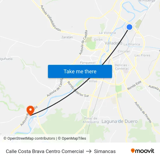 Calle Costa Brava Centro Comercial to Simancas map