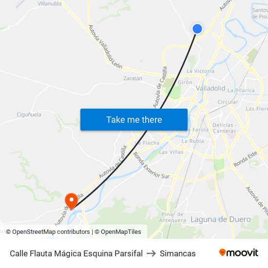 Calle Flauta Mágica Esquina Parsifal to Simancas map