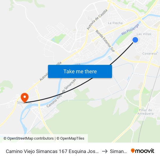 Camino Viejo Simancas 167 Esquina José Velicia to Simancas map