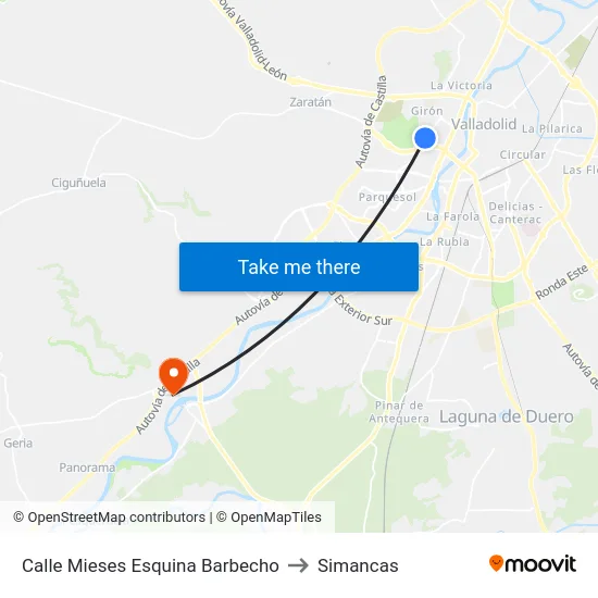Calle Mieses Esquina Barbecho to Simancas map