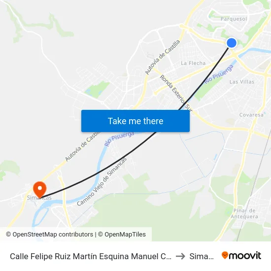 Calle Felipe Ruiz Martín Esquina Manuel Canesí Acevedo to Simancas map