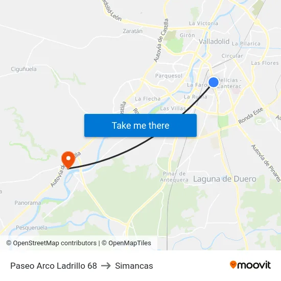 Paseo Arco Ladrillo 68 to Simancas map