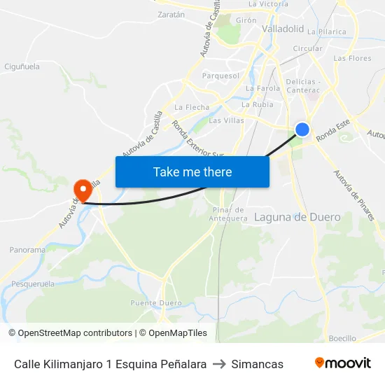 Calle Kilimanjaro 1 Esquina Peñalara to Simancas map