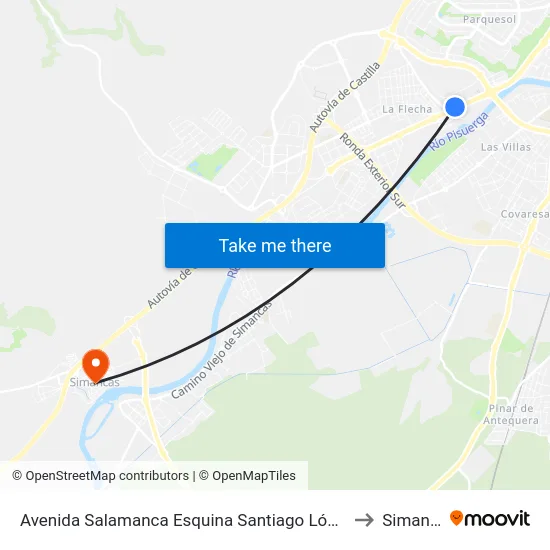 Avenida Salamanca Esquina Santiago López González to Simancas map