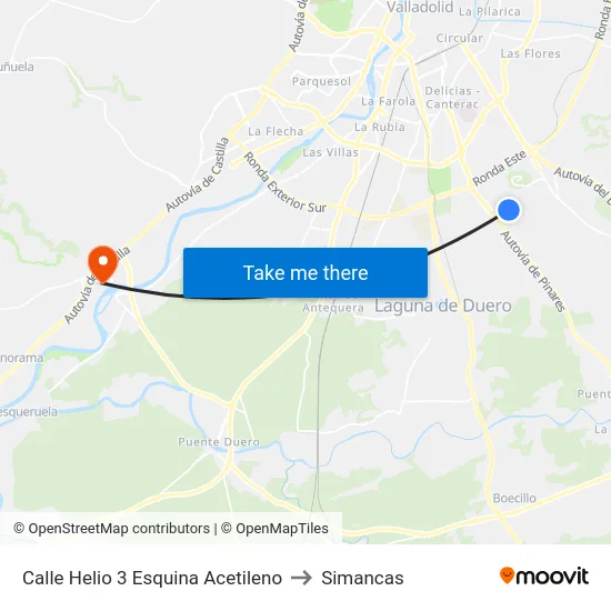 Calle Helio 3 Esquina Acetileno to Simancas map