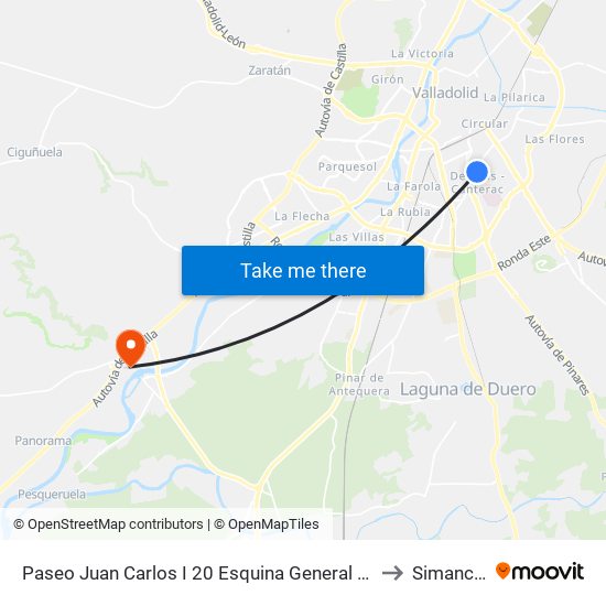 Paseo Juan Carlos I 20 Esquina General Shelly to Simancas map