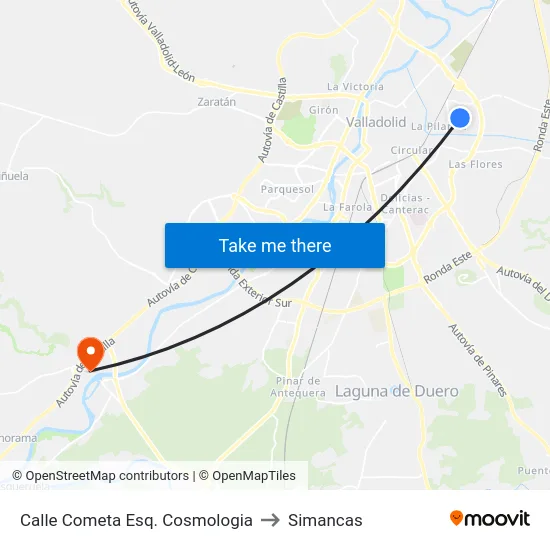 Calle Cometa Esq. Cosmologia to Simancas map
