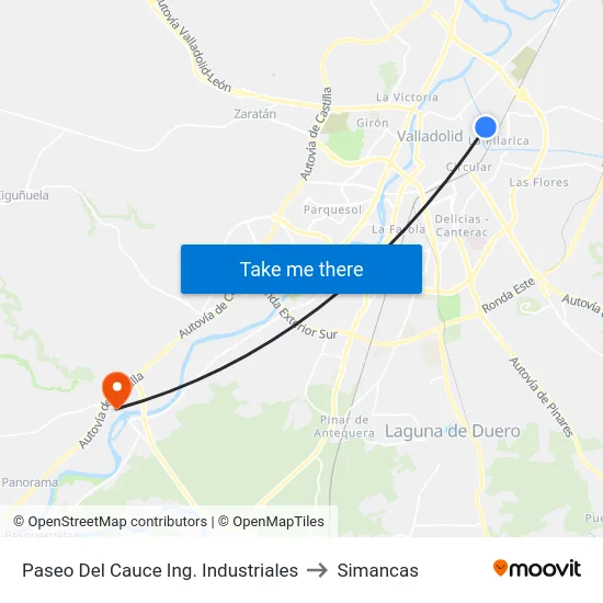 Paseo Del Cauce Ing. Industriales to Simancas map