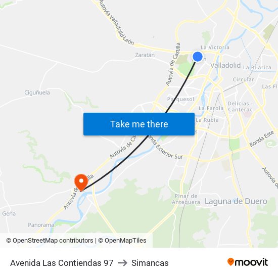 Avenida Las Contiendas 97 to Simancas map