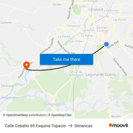 Calle Cobalto 69 Esquina Topacio to Simancas map