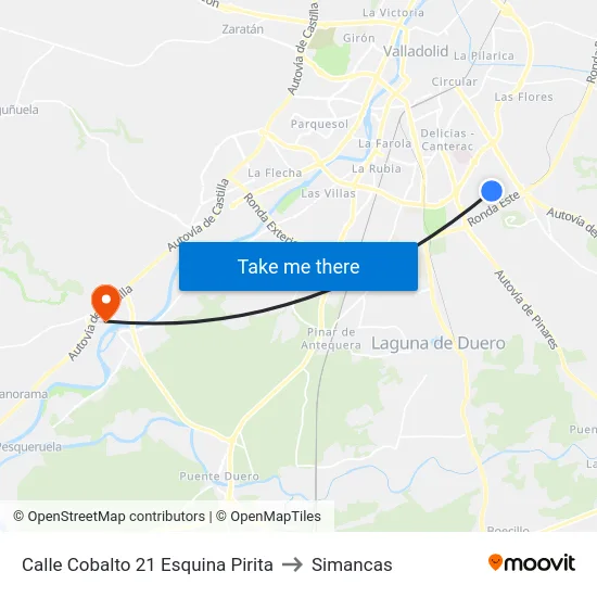 Calle Cobalto 21 Esquina Pirita to Simancas map