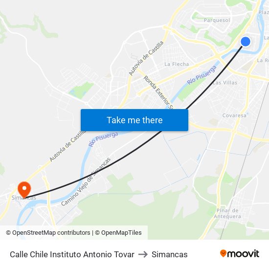 Calle Chile Instituto Antonio Tovar to Simancas map