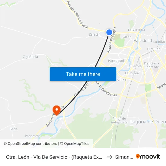 Ctra. León - Vía De Servicio - (Raqueta Expocerámica) to Simancas map