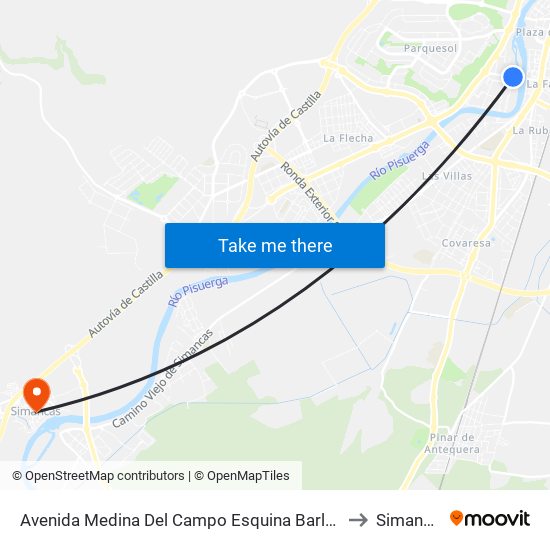 Avenida Medina Del Campo Esquina Barlovento to Simancas map