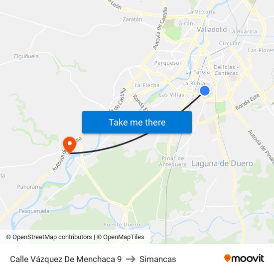 Calle Vázquez De Menchaca 9 to Simancas map