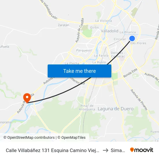 Calle Villabáñez 131 Esquina Camino Viejo Del Polvorín to Simancas map