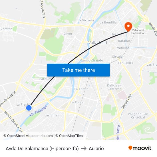 Avda De Salamanca (Hipercor-Ifa) to Aulario map