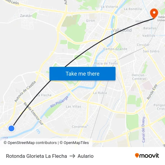 Arroyo De La Encomienda. Rotonda Glorieta La Flecha (C.D. La Vega) to Aulario map