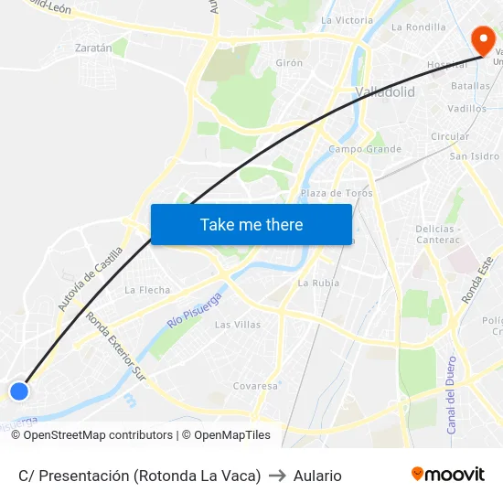 C/ Presentación (Rotonda La Vaca) to Aulario map