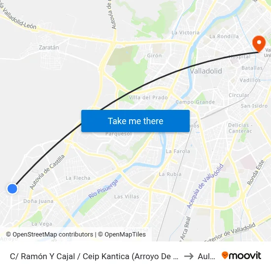 C/ Ramón Y Cajal / Ceip Kantica (Arroyo De La Encomienda) to Aulario map