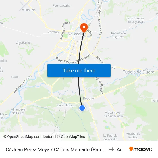 C/ Juan Pérez Moya / C/ Luis Mercado (Parque Tecnológico Boecillo) to Aulario map