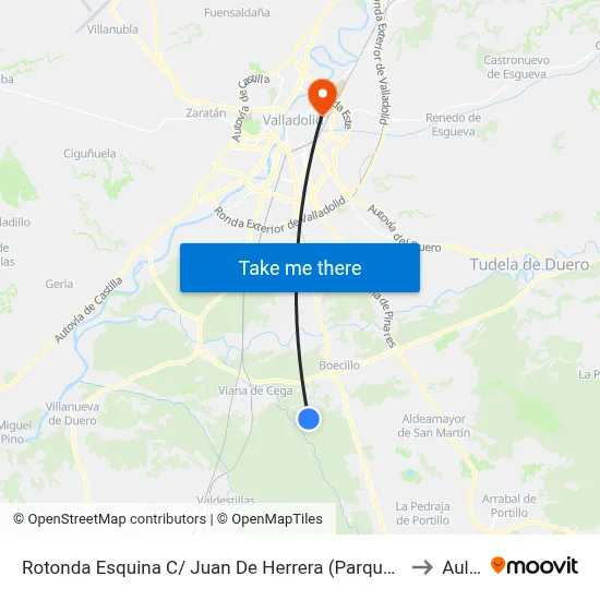 Rotonda Esquina C/ Juan De Herrera (Parque Tecnológico Boecillo) to Aulario map