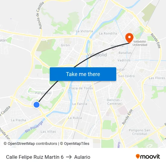 Calle Felipe Ruiz Martín 6 to Aulario map