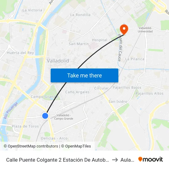 Calle Puente Colgante 2 Estación De Autobuses to Aulario map