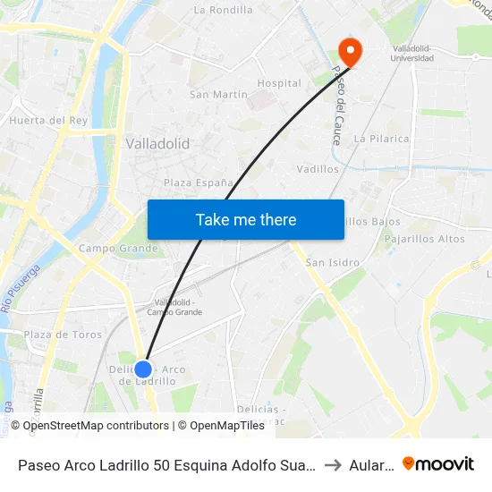 Paseo Arco Ladrillo 50 Esquina Adolfo Suarez to Aulario map