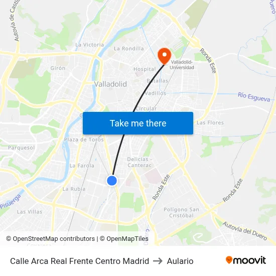 Calle Arca Real Frente Centro Madrid to Aulario map