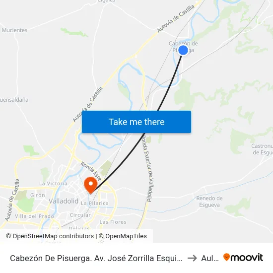 Cabezón De Pisuerga. Av. José Zorrilla Esquina C/ Puerta De La Era to Aulario map