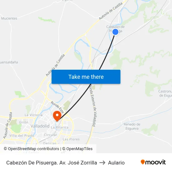 Cabezón De Pisuerga. Av. José Zorrilla to Aulario map