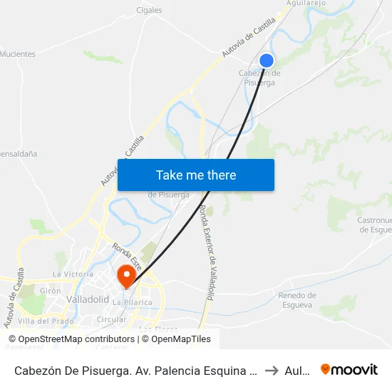 Cabezón De Pisuerga. Av. Palencia Esquina Av. Comercio to Aulario map