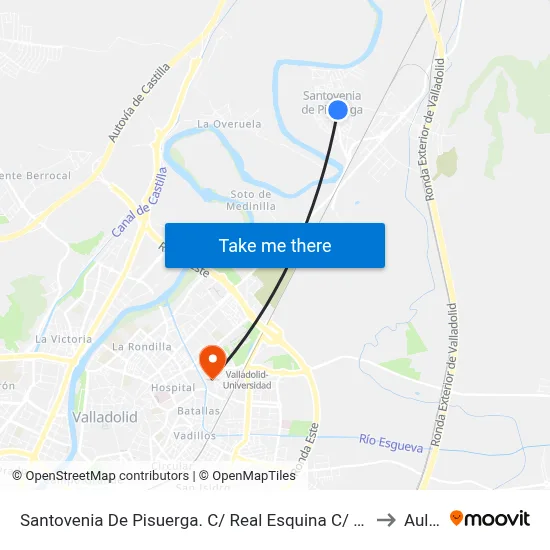 Santovenia De Pisuerga. C/ Real Esquina C/ Miguel De Cervantes to Aulario map