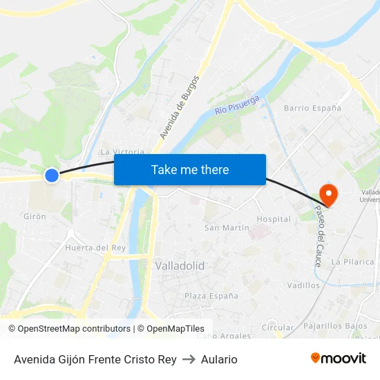 Avenida Gijón Frente Cristo Rey to Aulario map
