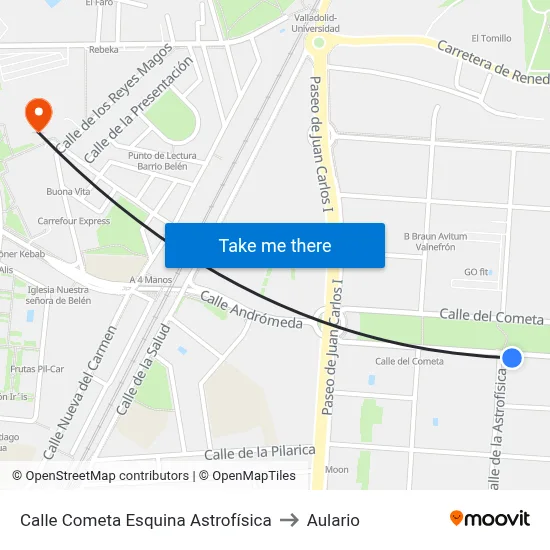 Calle Cometa Esquina Astrofísica to Aulario map