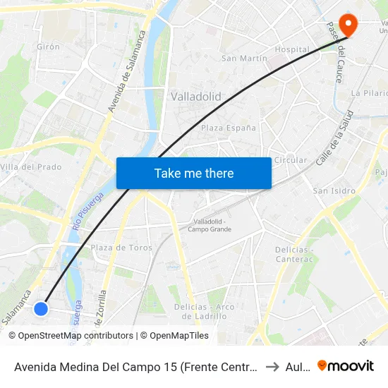 Avenida Medina Del Campo 15 (Frente Centro Salud Arturo Eyríes) to Aulario map