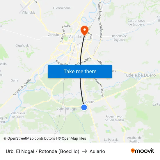 Urb. El Nogal / Rotonda (Boecillo) to Aulario map