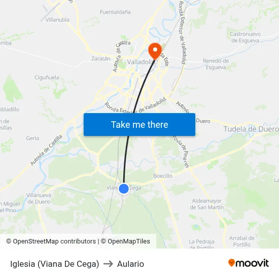 Iglesia (Viana De Cega) to Aulario map