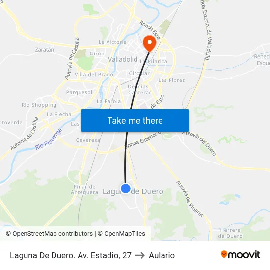 Laguna De Duero. Av. Estadio, 27 to Aulario map