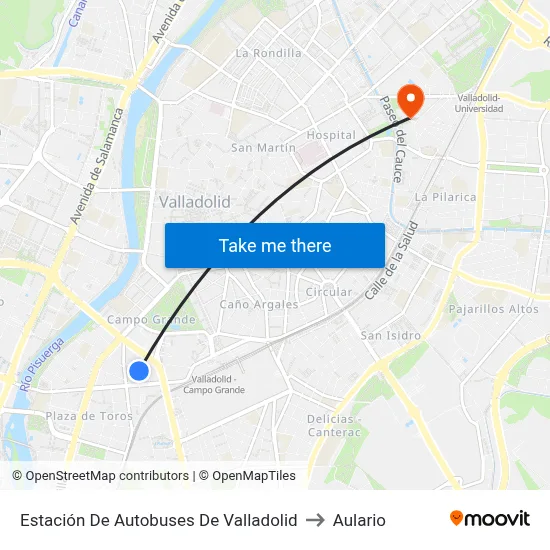Estación De Autobuses De Valladolid to Aulario map