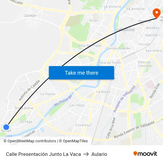 Calle Presentación Junto La Vaca to Aulario map