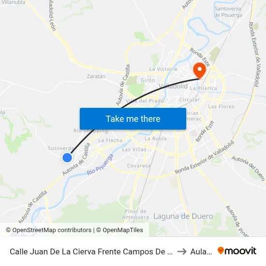 Calle Juan De La Cierva Frente Campos De Rugby to Aulario map