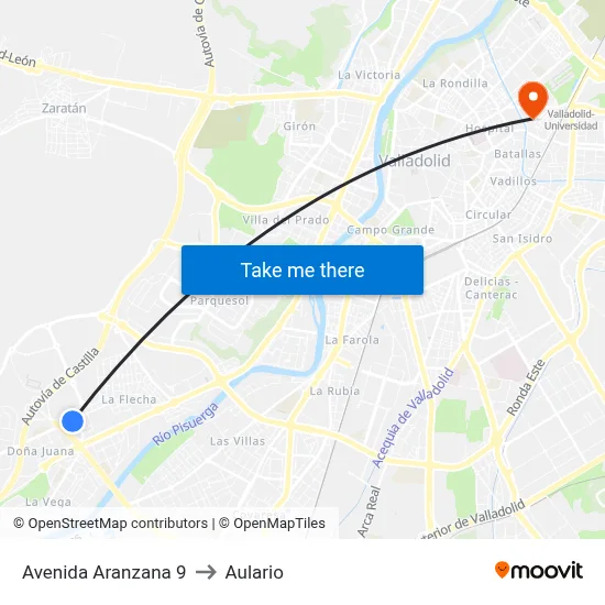 Avenida Aranzana 9 to Aulario map