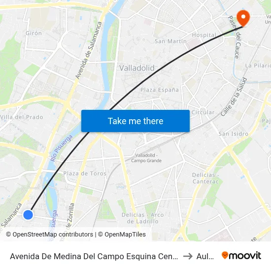 Avenida De Medina Del Campo Esquina Centro De Salud to Aulario map