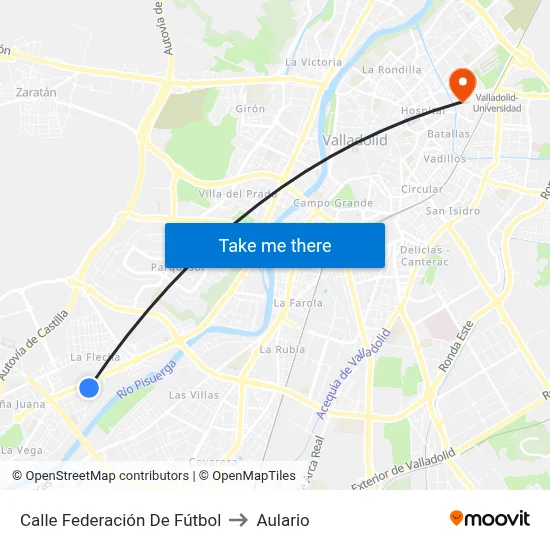 Calle Federación De Fútbol to Aulario map