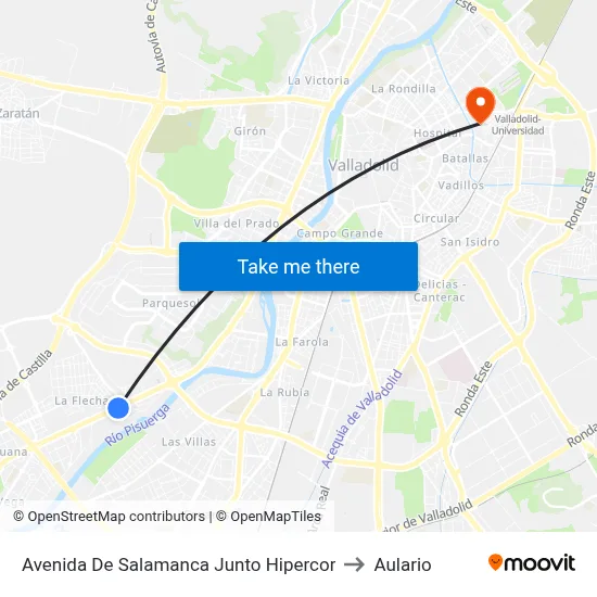 Avenida De Salamanca Junto Hipercor to Aulario map