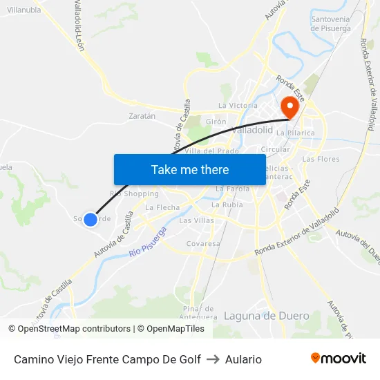 Camino Viejo Frente Campo De Golf to Aulario map