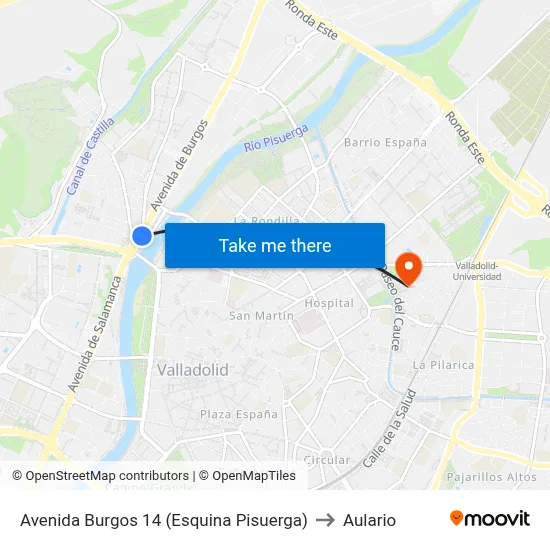 Avenida Burgos 14 (Esquina Pisuerga) to Aulario map