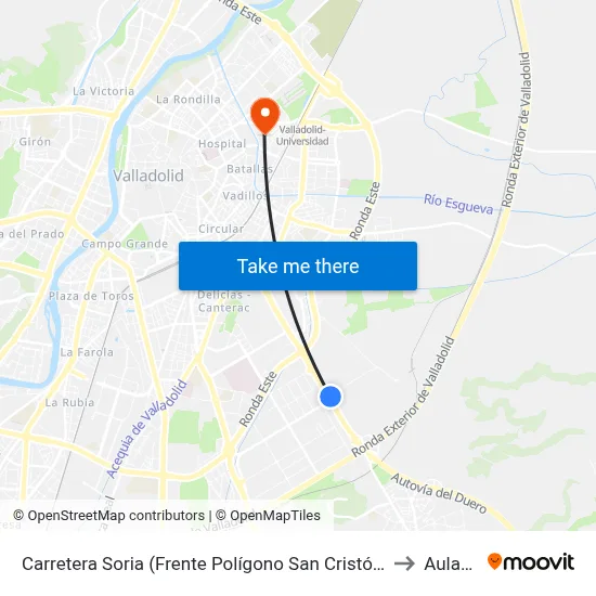 Carretera Soria (Frente Polígono San Cristóbal) to Aulario map